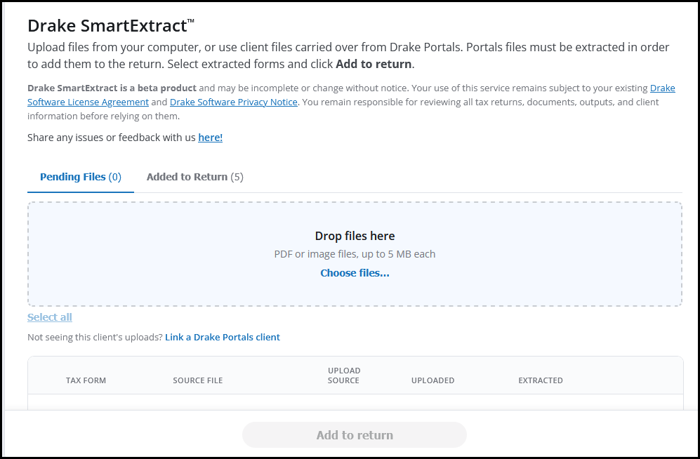 Pending files tab